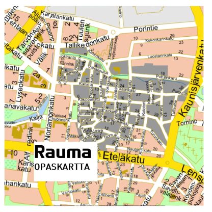 Tuotekuvassa on näkymä katuhakemistokartasta.