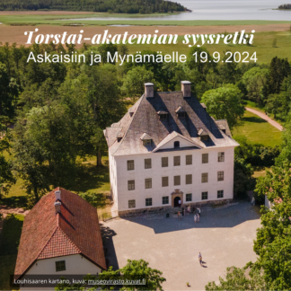 Kuva Louhisaaren kartanosta, kuvatekstinä "Torstai-akatemian syysretki Askaisiin ja Mynämäelle 19.9.2024"