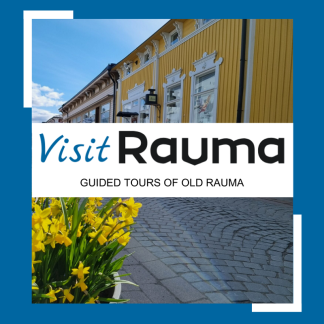 The image shows the Visit Rauma logo and a photograph of Kuninkaankatu street in summer.